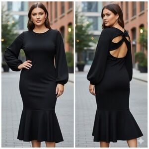 NEW J Crew Womens 2X Twist-back Merino Wool Sweater Dress $248 Long Sleeve Flare